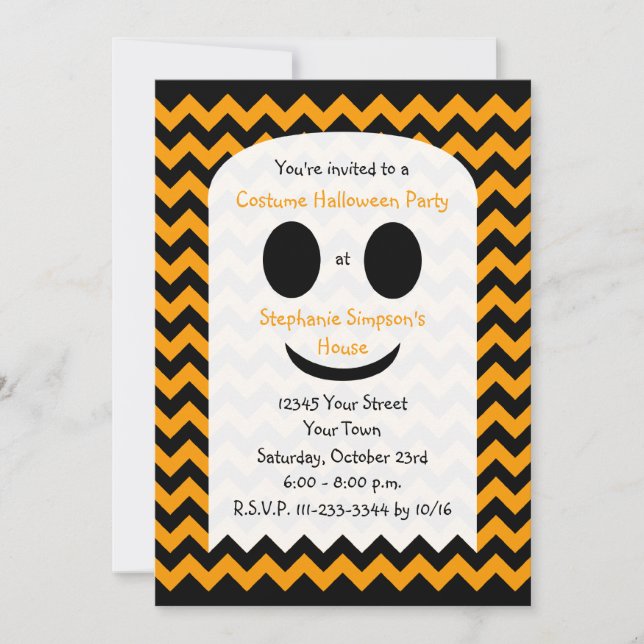 Kids Halloween Party Invitation Halloween Ghost (Front)
