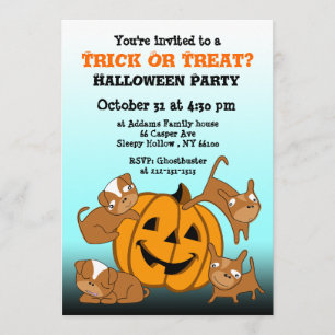 Kids Halloween Party Invitation Puppy
