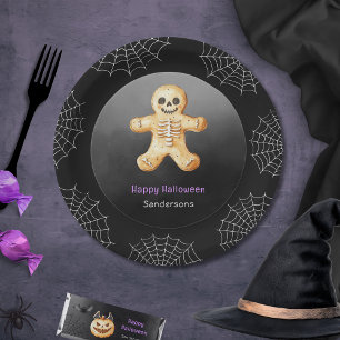 Kids Halloween Party Skeleton Black Paper  Paper Plate
