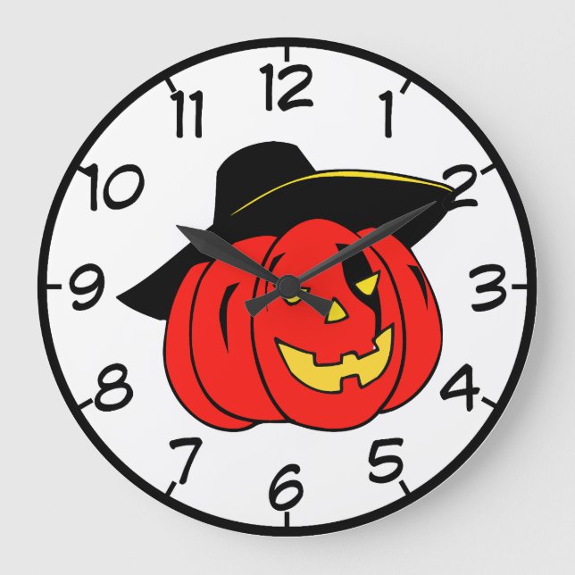 Kid's Halloween Pumpkin Graphic Wall Clock (Front)