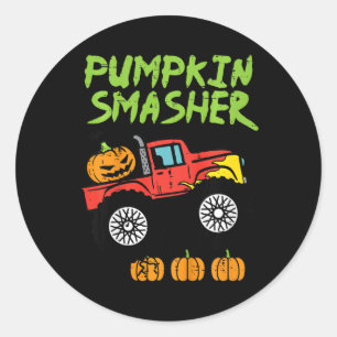Kids Halloween Pumpkin Smasher Monster Truck Costu Classic Round Sticker