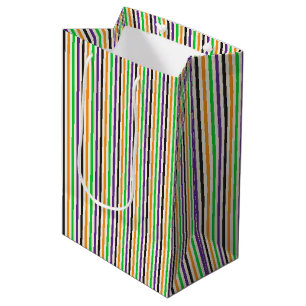 Kids Halloween Retro Colourful Vertical Stripes Medium Gift Bag