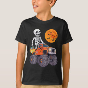 Kids Halloween Skeleton Riding Monster Truck Fun T T-Shirt
