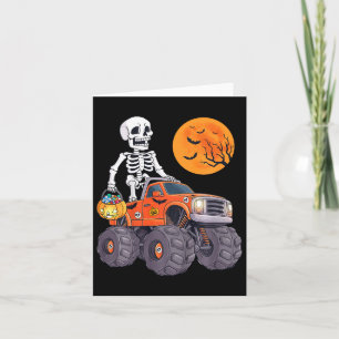 Kids Halloween Skeleton Riding Monster Truck Funny Card