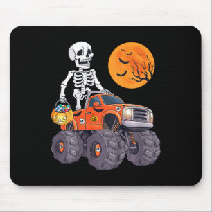 Kids Halloween Skeleton Riding Monster Truck Funny Mouse Mat