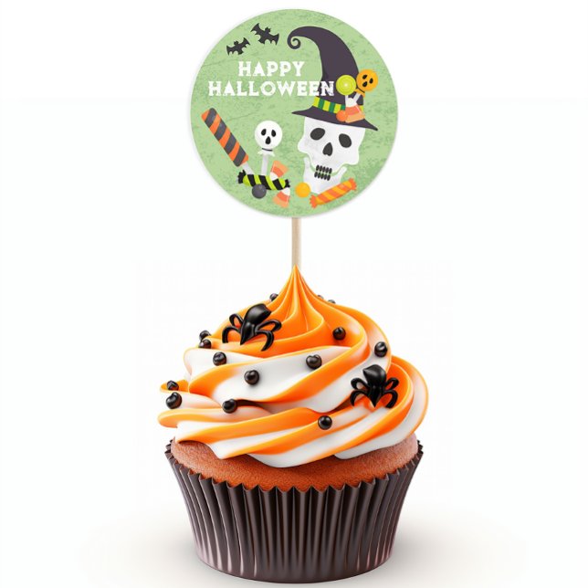 Kids Halloween Skull & Candy Favour Sticker (Halloween Party Favor Sticker)