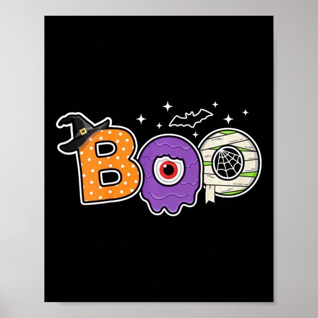 Kids Halloween Spooky Season Pumpkin Toddler Boys  Poster (Front)