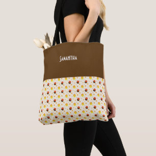 Kids Halloween Stars Candy Corn Name Tote Bag