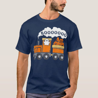 Kids Halloween Train Boo Funny Ghost Pumpkin Toddl T-Shirt