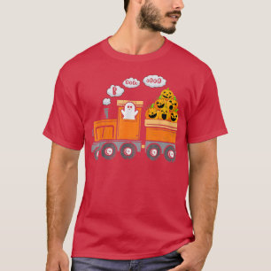 Kids Halloween Train Boo Funny Ghost Pumpkin Toddl T-Shirt