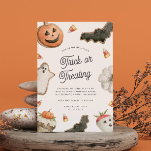 Kids Halloween Trick or Treating Party Invitation