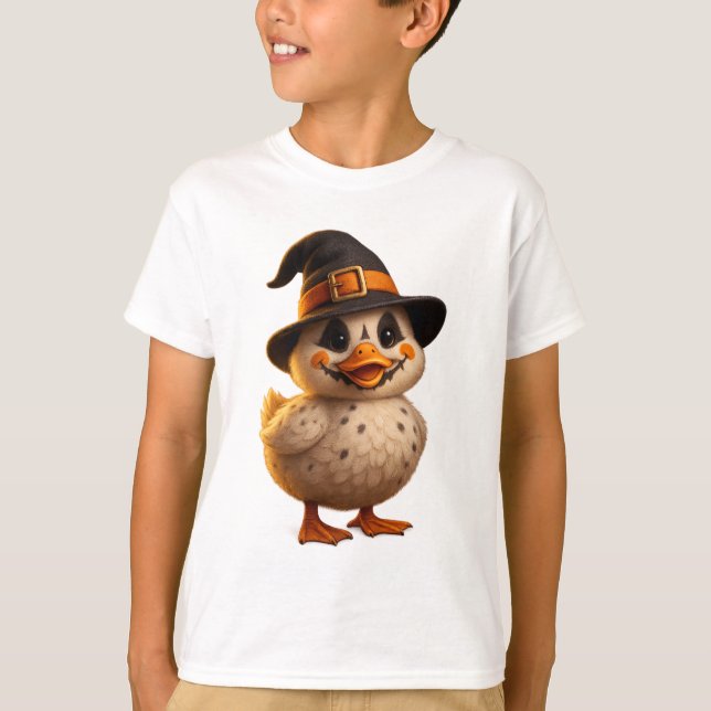 Kids’ Halloween Witch Duck T-Shirt – Funny & Cute  (Front)