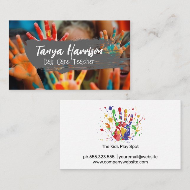 Kids Hand Painting | Arts Crafts Business Card (Front/Back)