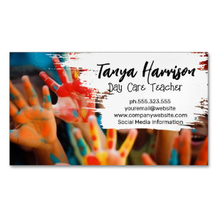 Kids Hand Painting   Arts Crafts Magnetic Business Card