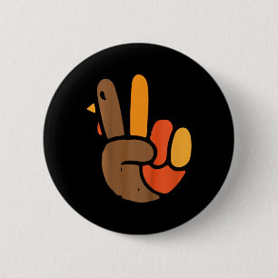 Kids Hand Peace Sign Thanksgiving Day Cool Symbol  6 Cm Round Badge
