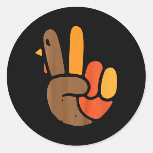 Kids Hand Peace Sign Thanksgiving Day Cool Symbol Classic Round Sticker