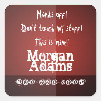 Kids Hands Off! Label - Modern Red Burgundy Custom