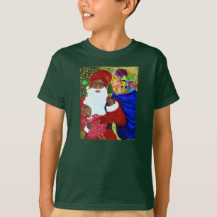 Kids Hanes Christmas T-Shirts - Black Santa Gifts
