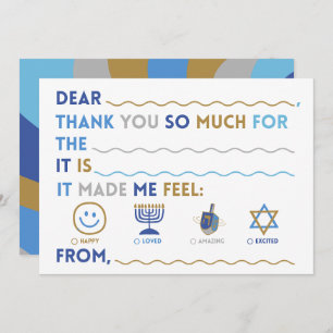 Kids Hanukkah Thank You Cards   Fill In The Blank