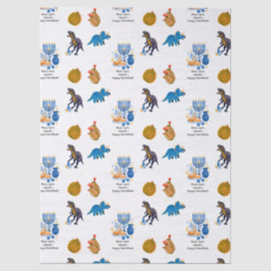 Kids Hanukkah tissue Paper – Dinosaurs dreidel
