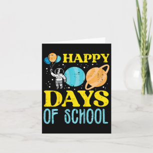 Kids Happy 100 Days Of School Astronaut Planets 10 Card