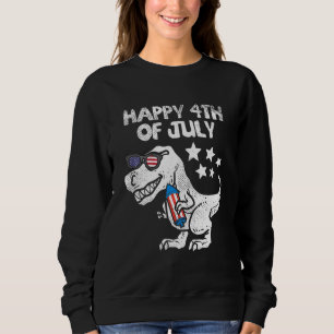 Kids Happy 4th Of July Boys Toddler Trex Dinosaur  Sweatshirt