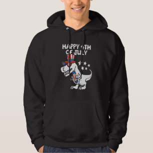Kids Happy 4th Of July T-Rex Dino Dinosaur Baby To Hoodie