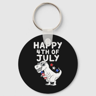 Kids Happy 4th Of July T Rex Patriotic Fun Toddler Key Ring
