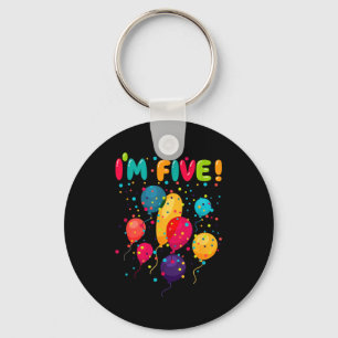 Kids happy 5 fifth birthday party balloons key ring