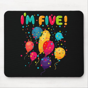 Kids happy 5 fifth birthday party balloons mouse mat