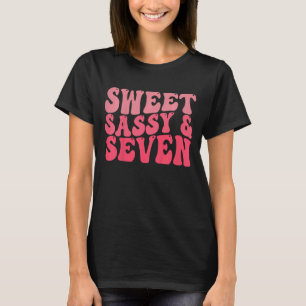 Kids Happy 7th Birthday Sweet Sassy and Seven Girl T-Shirt