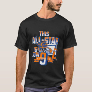 Kids Happy 9th Birthday Basketball Party 9 Year Ol T-Shirt