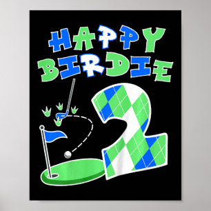 Kids Happy Birdie Golf 2nd Birthday Golf 2 Year Ol Poster