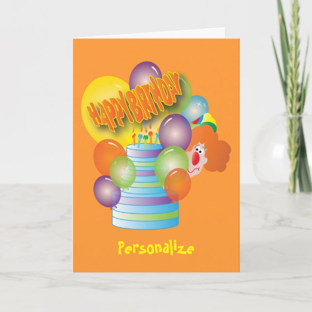 Kids Happy Birthday - Cute Clown Card (Front)
