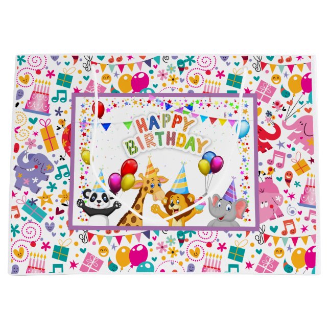 Kids Happy Birthday Large Gift Bag (Front)
