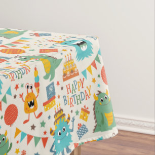 Kids Happy Birthday Monsters Tablecloth