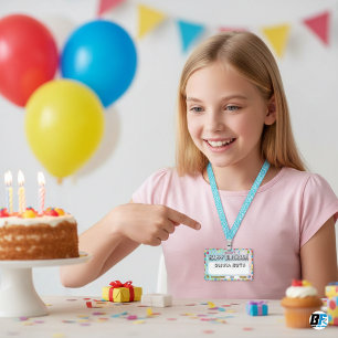 Kids Happy Birthday Party-Customisable Name & Age ID Badge