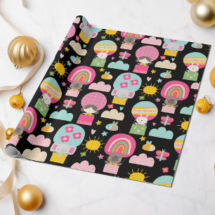 Kids Happy Birthday Pastel Colours Cute Animals Wrapping Paper