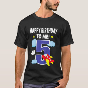 Kids Happy Birthday To Me  I'm 5 Toddler Boy Airpl T-Shirt