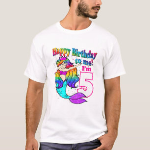 Kids Happy Birthday To Me! I'm 5 Years Old Mermaid T-Shirt
