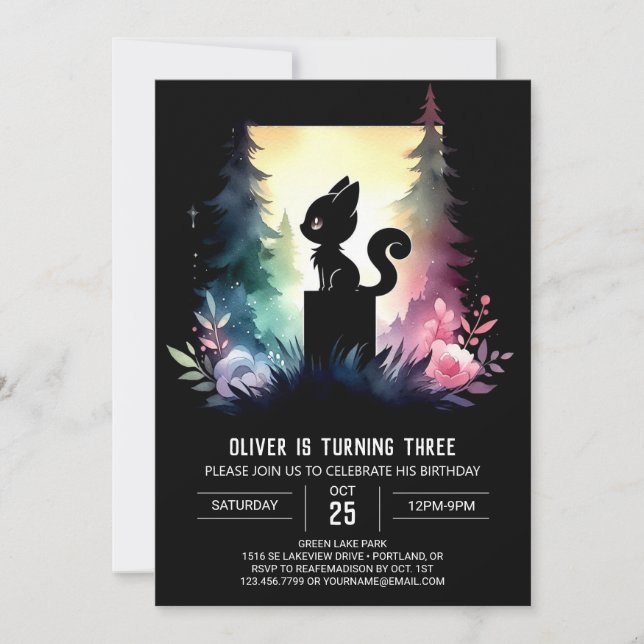 Kids Happy Cat Birthday  Invitation (Front)