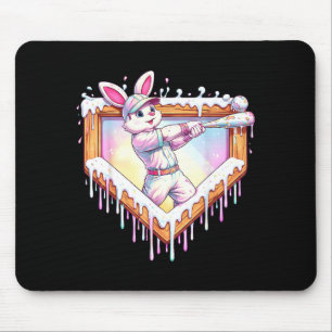 Kids happy easter bunny playing baseball boy ice mouse mat