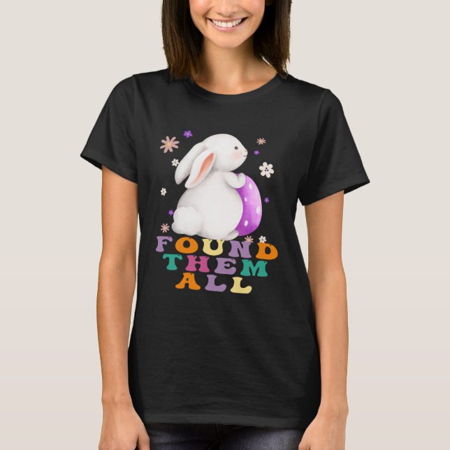 Kids Happy Easter Cute Rabbit Bunny Ear Easter Egg T-Shirt (Front)