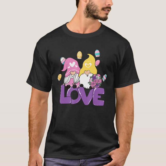 Kids Happy Easter Love Gnome Bunny Ears Funny Egg  T-Shirt (Front)
