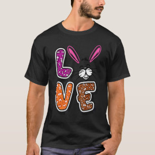 Kids Happy Easter Love Leopard Bunny Ears Funny Eg T-Shirt