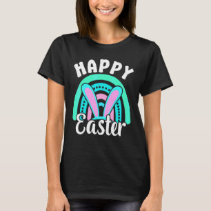 Kids Happy Easter Rainbow Bunny Ears Funny Egg Boy T-Shirt