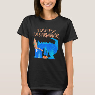 Kids Happy Eastrawr Cute Trex Dinosaur Easter Bunn T-Shirt