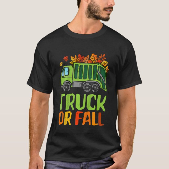 Kids Happy Fall Y'all Garbage Truck Autumn Fall Th T-Shirt (Front)