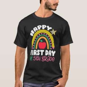 Kids Happy First Day Of 5th Grade Rainbow Back To  T-Shirt
