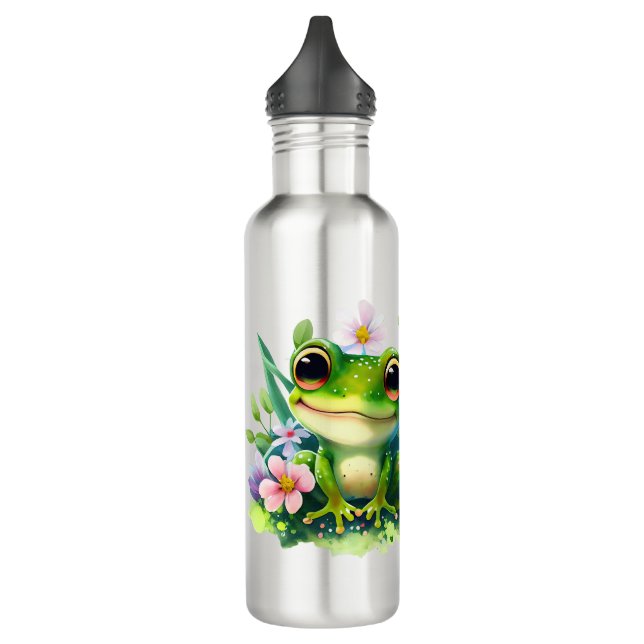 Kids Happy Green Frog 710 Ml Water Bottle (Left)
